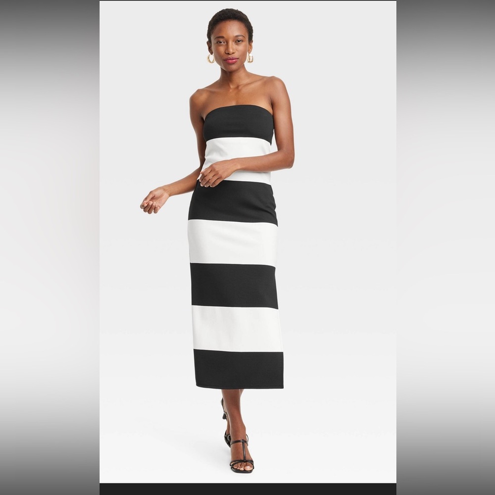 A new day black/white stripped midi dress